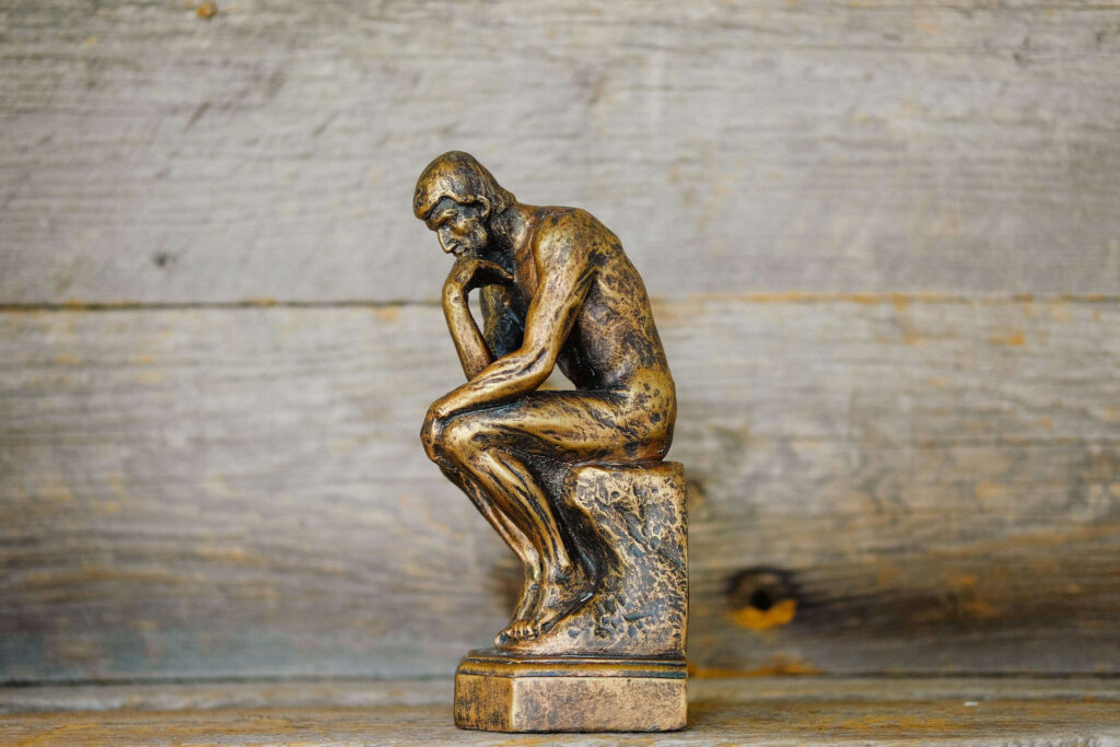 Thinking bronze statue